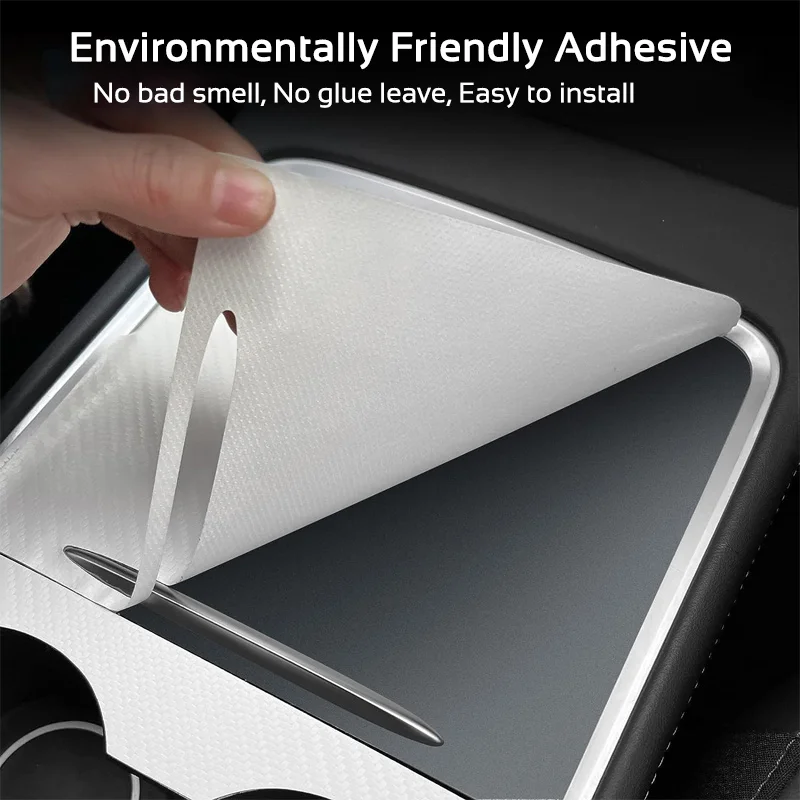 PU Leather Carbon Center Console Cover Protector for Tesla Model 3 Y 2021-2023 Central Panel Wrap Film Sticker Car Accessories