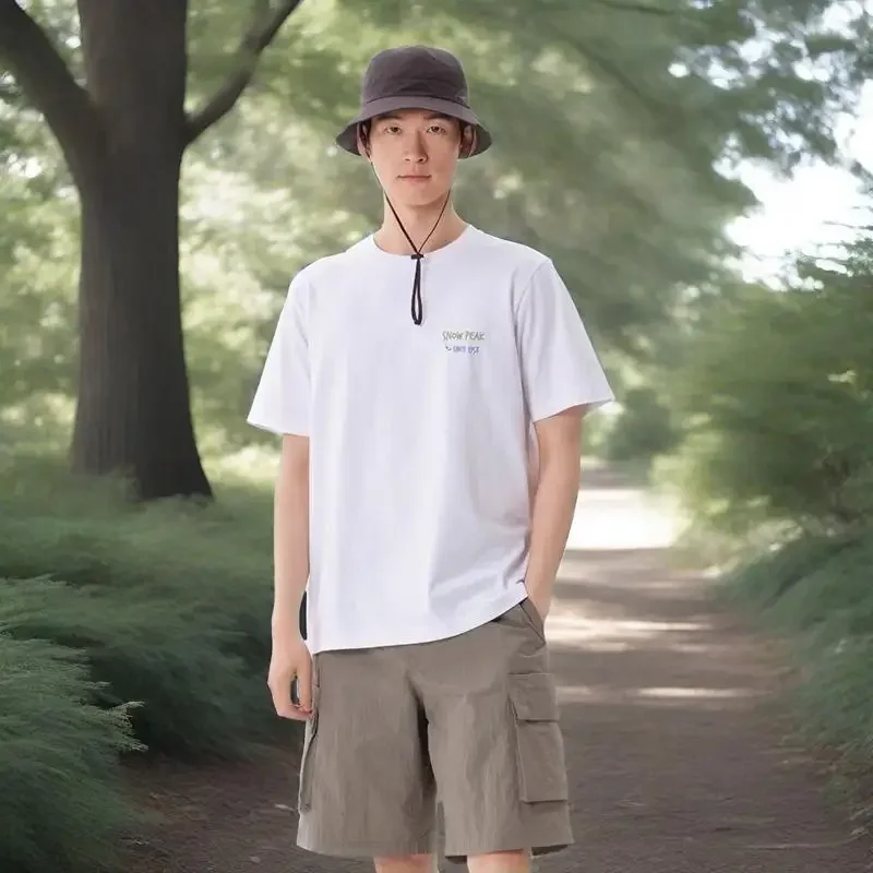 

2025 Snow P Men's and Women's Pure Cotton Semi Loose Casual Short Sleeved T-shirt for Daily Wear
