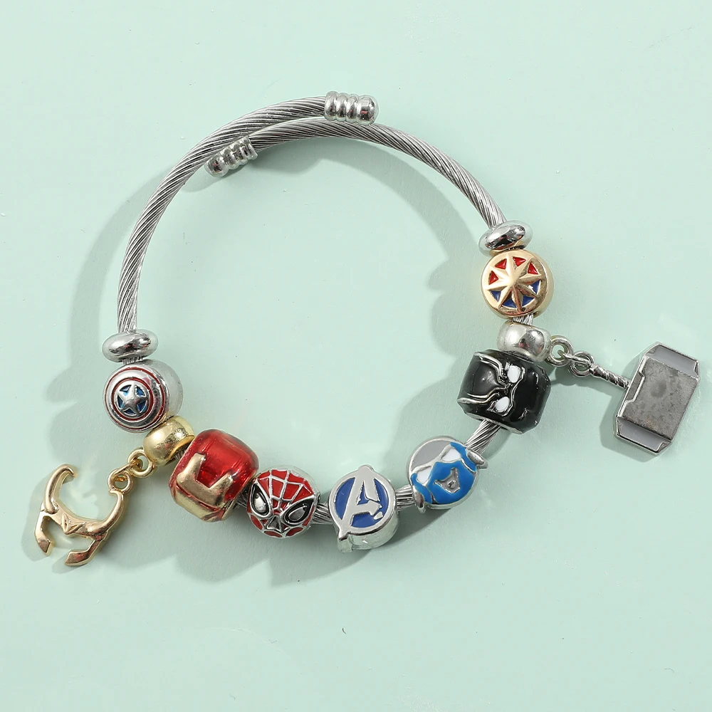 1 piece of Marvel series cool and fashionable Avengers family portrait elements DIY beaded versatile bracelet jewelry