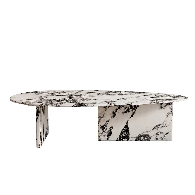 Mesa de centro para sala de estar, pequeño apartamento, estilo crema, retro, mármol Bulgari, forma especial, simple, moderno, creativo, francés
