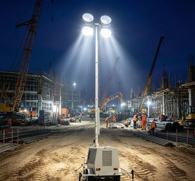 High Efficiency 9m 220V Portable Mobile Light Tower diesel Floodlight Tower