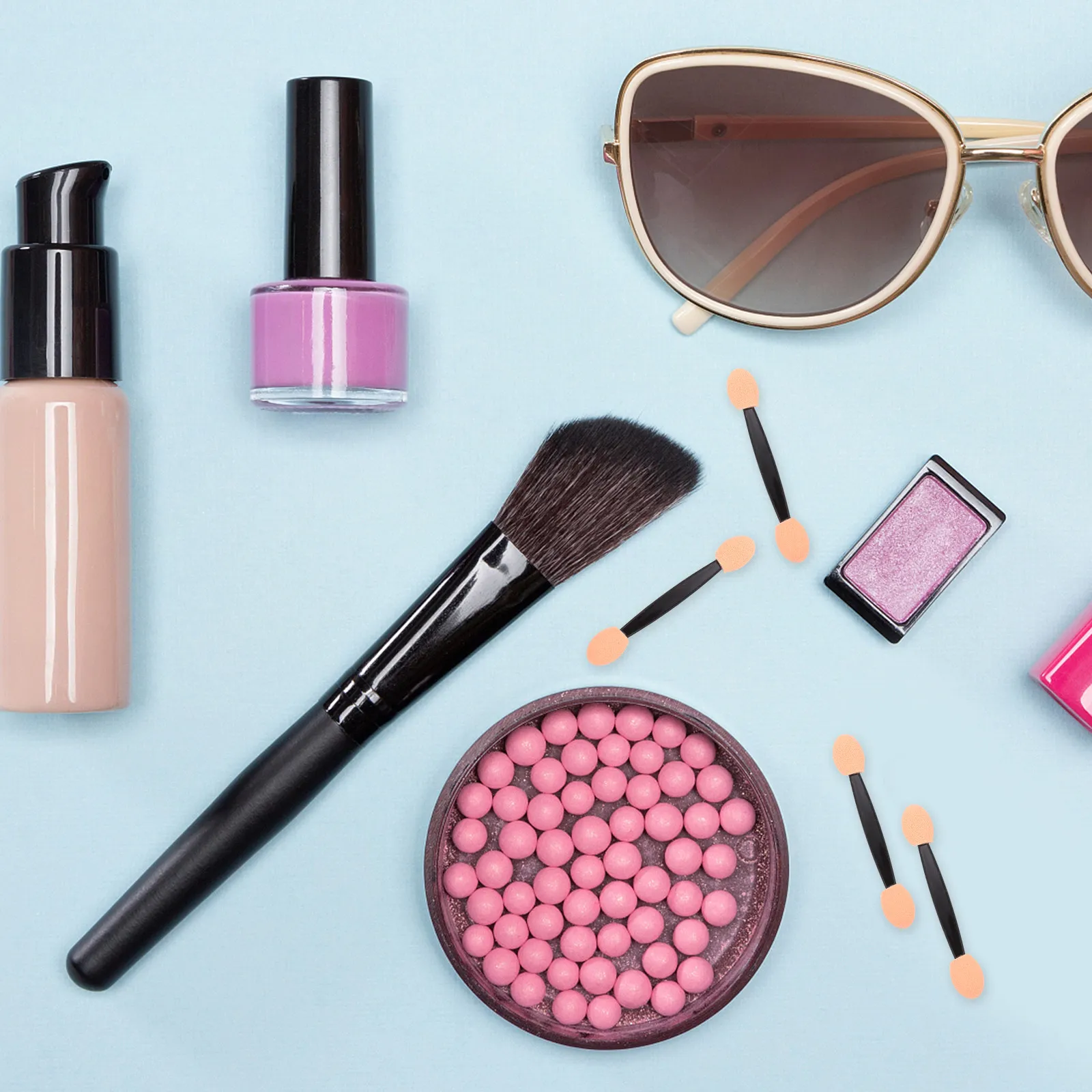 

100 шт. кистей для макияжа, двусторонних аппликаторов для теней с латексной губкой, гигиенических одноразовых инструментов для естественного и выразительного макияжа глаз