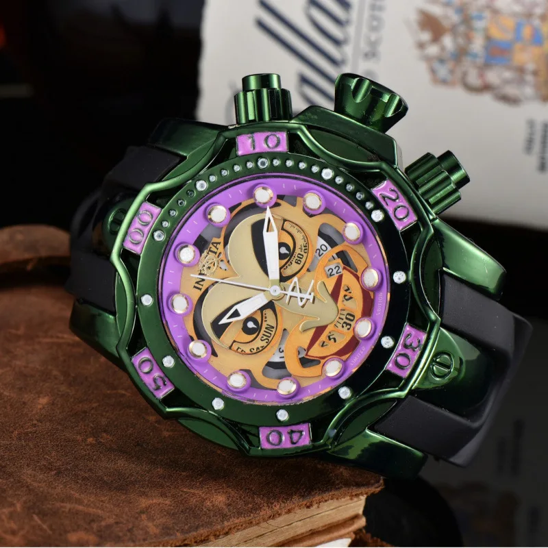 2025 ساعة كوارتز رجالية من إنفيكتا جوكر ستانلس ستيل 1000 متر مقاومة للماء مينا لوني إصدار محدود نمط رياضي مجاني