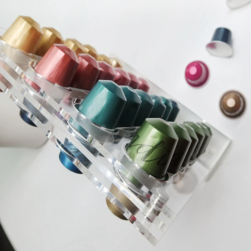 Acrylic Coffee Pods Holder For Nespresso Originalline, Coffee Capsules Storage Drawer Holder & Organizer (40 Pods)