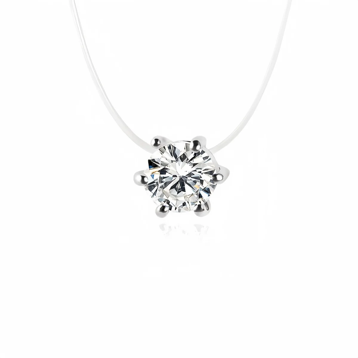 Fashion Shiny imtation Crystal Necklace Zircon Pendant Transparent Fishing Line Invisible Ladies Necklace Jewelry Clavicle Chain image 3