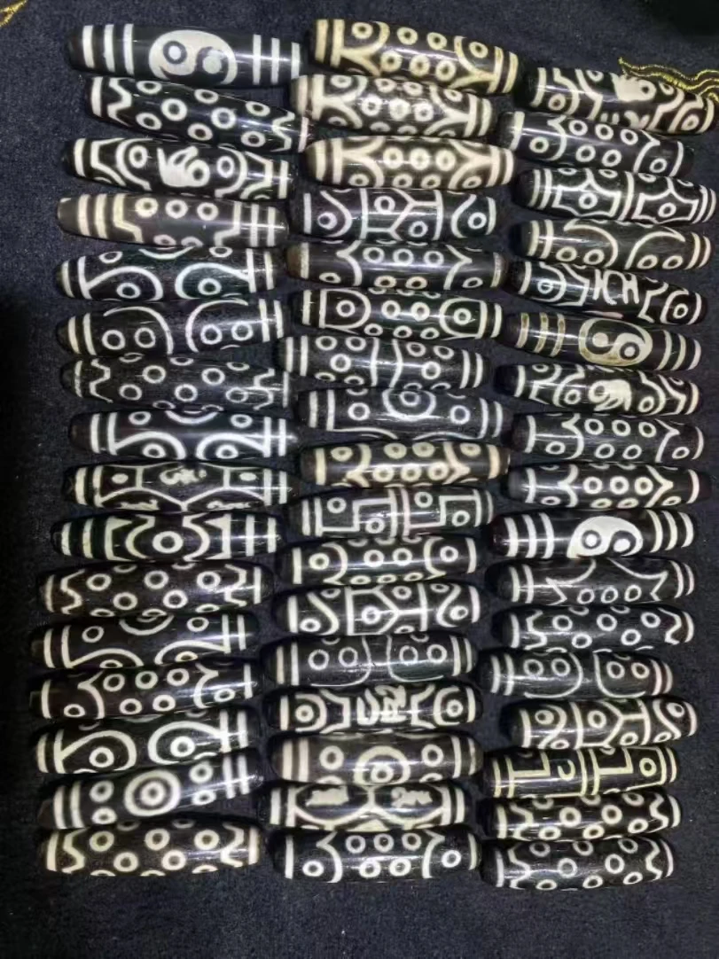 1pcs/lot Special rare-pattern Grade A Dzi bead top quality clear black white distinct patterns complete multiple-eyed large size