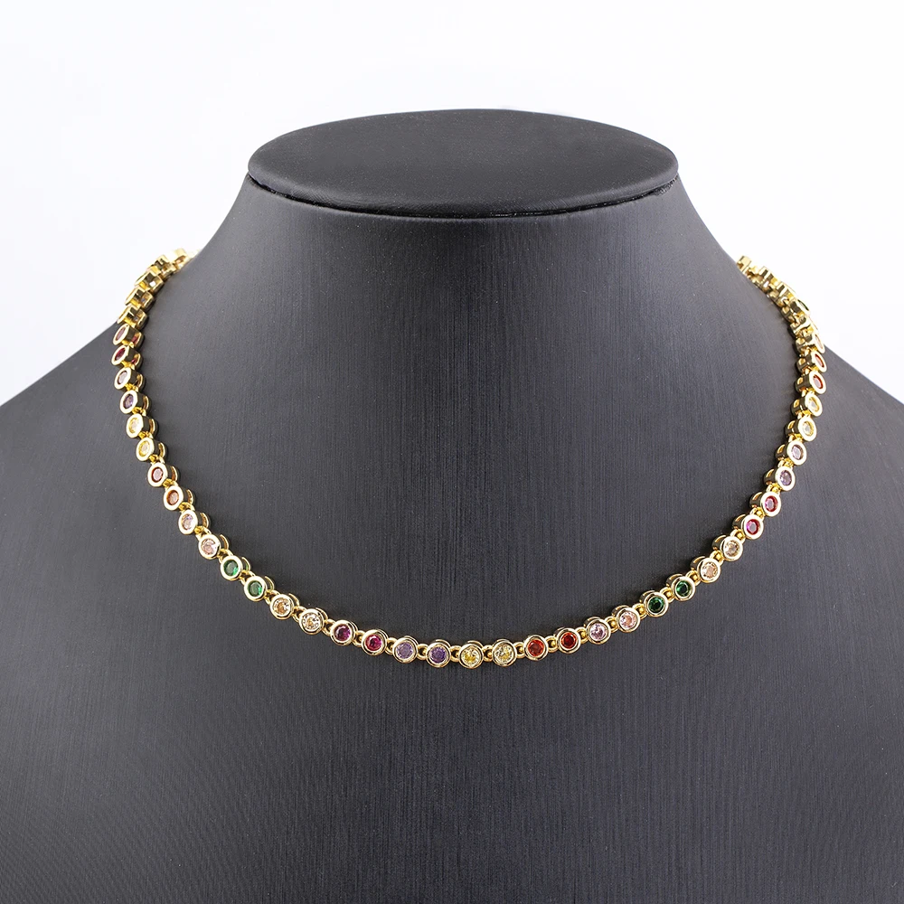 Nidin Ins Gorąca sprzedaż Seksowny Choker Iced Out Łańcuch tenisowy Naszyjnik dla kobiet Luksusowa cyrkonia sześcienna Kryształowa szyja Akcesoria Biżuteria