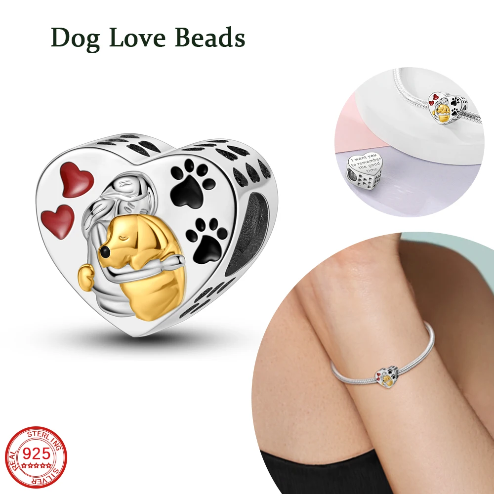 New Cute 925 Sterling Silver Beautiful Time Dog Love String Decoration Fit DIY Bracelet and Necklace Pendant Exquisite Jewelry