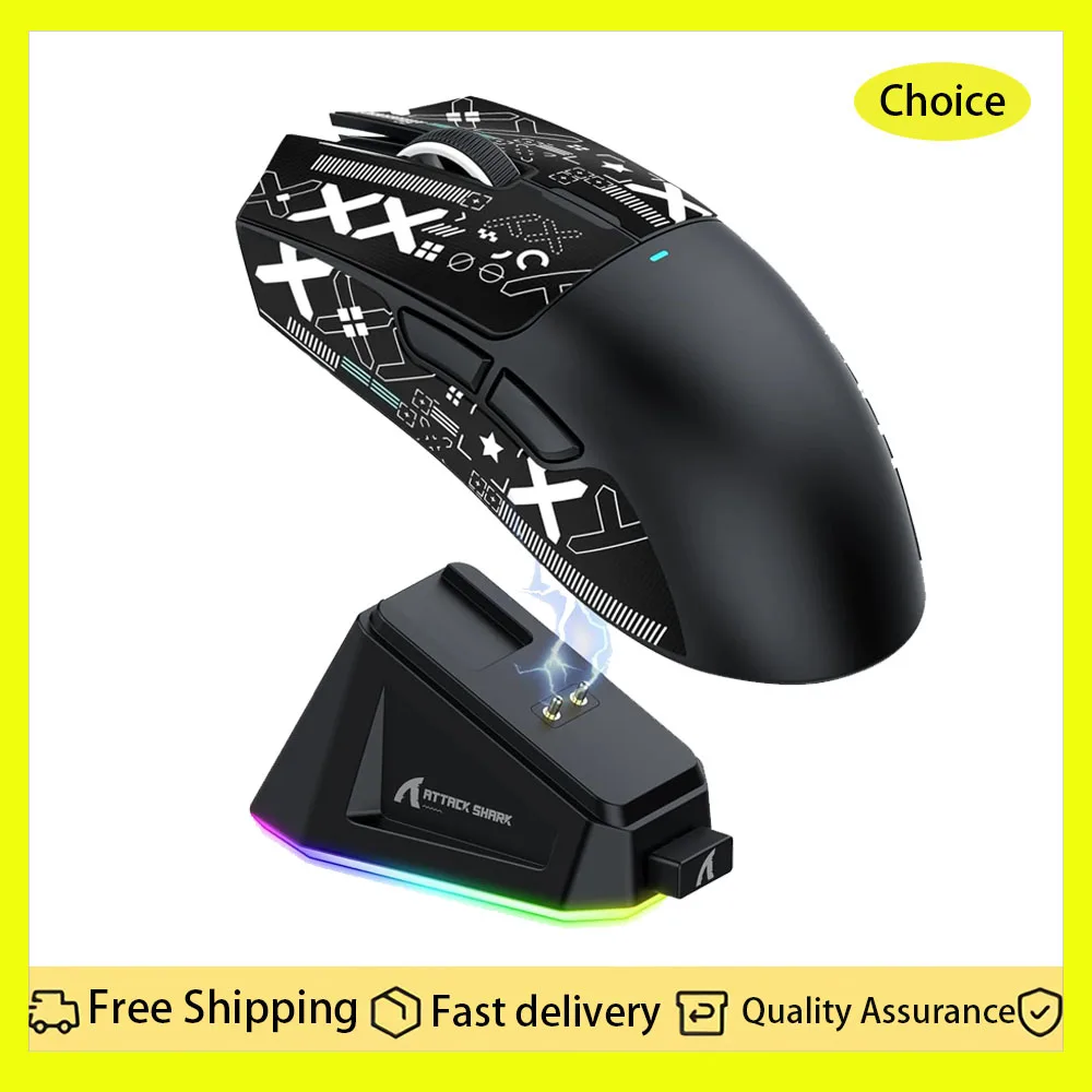 

Attack Shark X11 Wireless Gaming Mouse 3Mode 2.4GHz Wired Bluetooth PAW3311 RGB Touch Magnetic Charging Base Macro Gaming Mouse