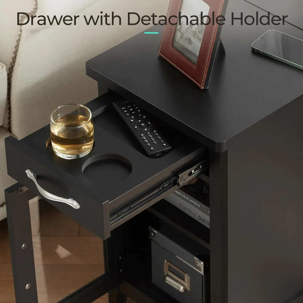 مجموعة طاولة القهوة المزرعة المكونة من 3 قطع من LINSY HOME: 41 طاولة قهوة وطاولتين نهائيين من الخشب الأسود لغرفة المعيشة