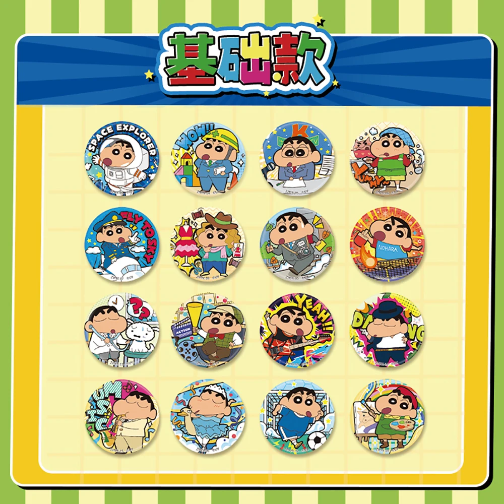 حقيقية كايو تلوين شين تشان صفيح شارة مستديرة الإبداعية عالية الجمالية DIY المطبوعة أنيمي الكرتون الطرفية دبابيس الهدايا