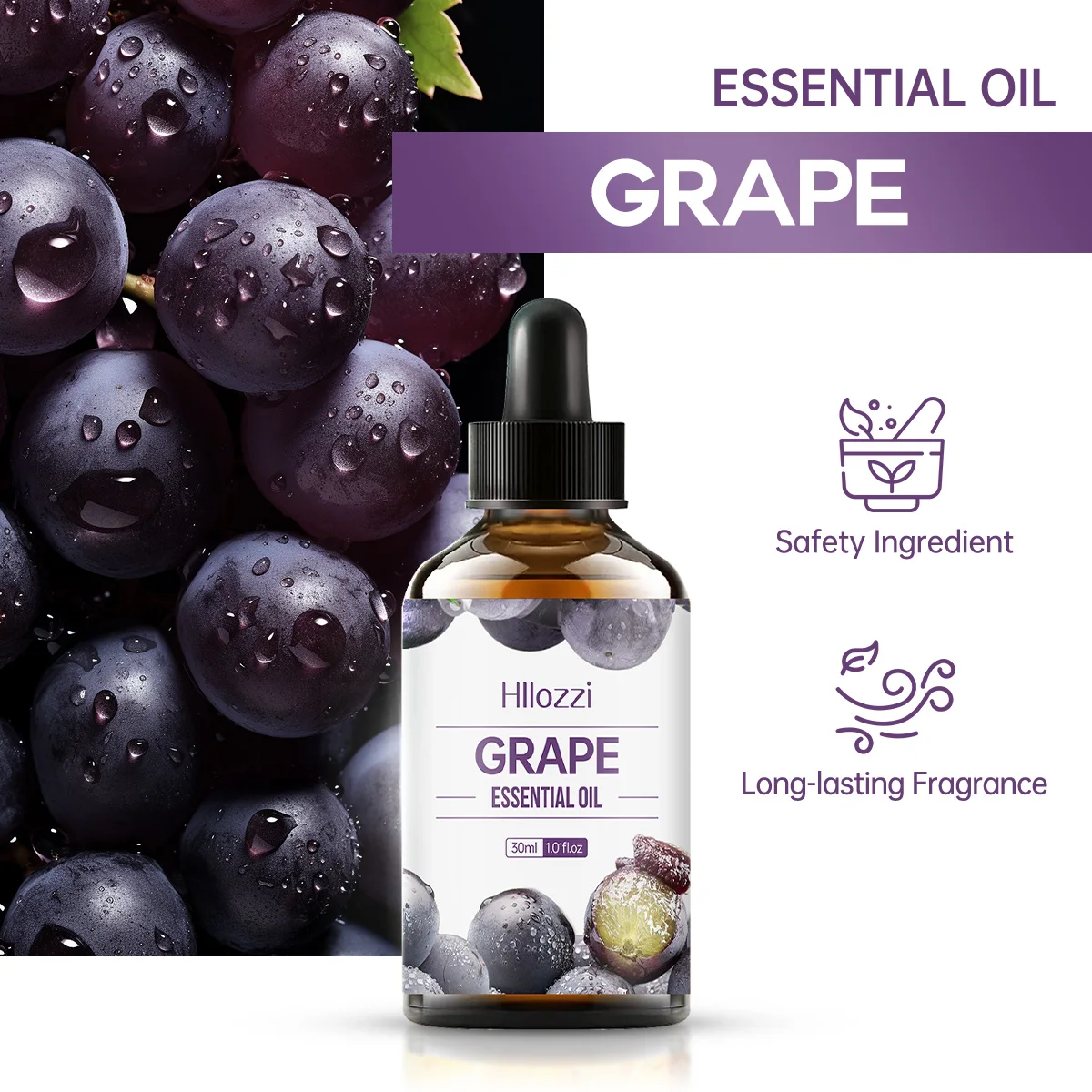 30ml Grape Essential Oil Pure Plant Essential Oil Multifunctional Use Aromatherapy Diffuser Humidifier Soap Fruit Essential Oil