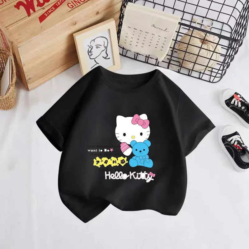 Hello Kitty summer new T-shirt girls children's clothing Girls' clothing top short sleeve sport fashion short sleeve 3-14 years