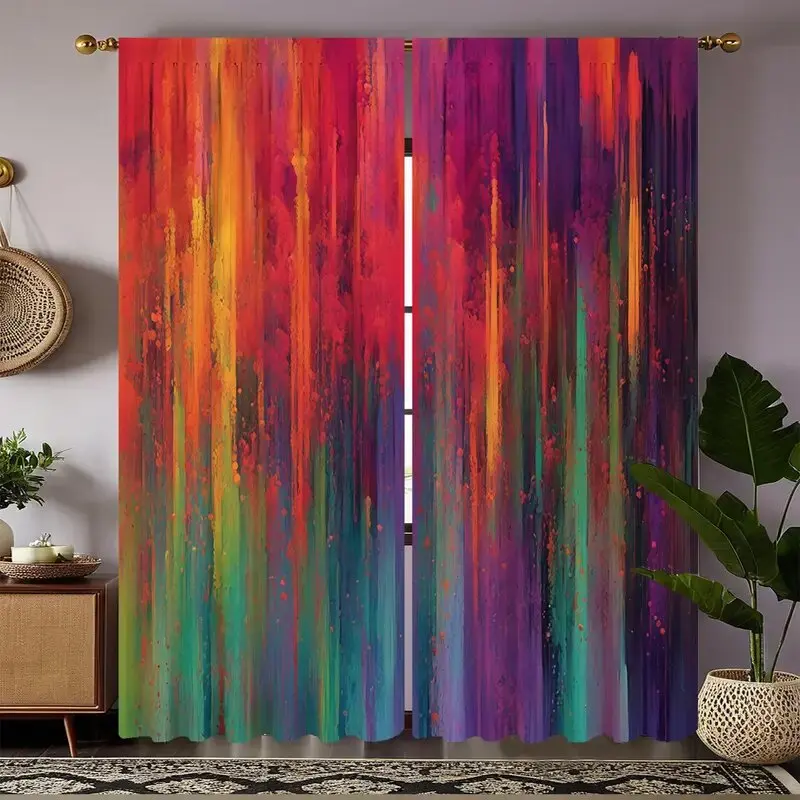 Painted and printed curtains, Christmas decorations, bedroom and living room decoration, home decoration, room decoration