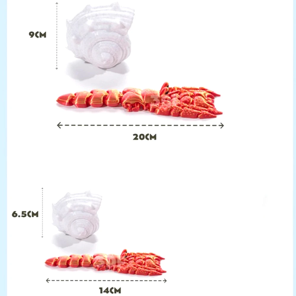 ของเล่นพิมพ์ลาย3D ฤาษีปูแบบหลายข้อต่อเครื่องประดับรูปสัตว์ของตกแต่งบ้านภาพความคิดสร้างสรรค์ของขวัญสำหรับเด็กแปลกใหม่