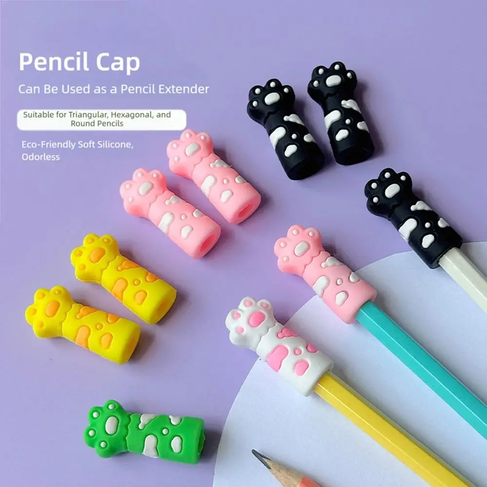 متعددة الوظائف لينة غطاء قلم من السيليكون متعدد الألوان القط مخلب قلم رصاص القبعات العالية مضغ أقلام رصاص موسع مكتب المدرسة