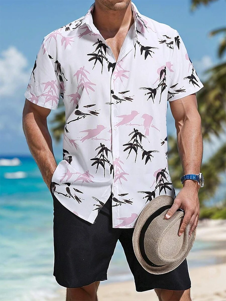 Hawaiian Men\'s Casual Shirt And Beach Shorts Set Summer Everyday Fashion Men\'s Short-sleeved Shirt Outdoor Beach Men\'s Shorts