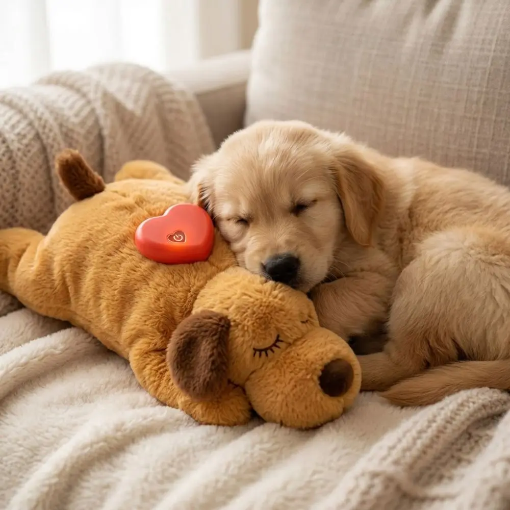 Soft Plush Pet Heartbeat Plush Doll Simulation Heartbeat Comfortable Dog Anxiety Relief Pillow Sleep Aid Interactive