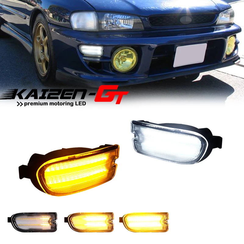 

Switchback Sequential Amber & White LED 1156 Front Bumper Turn Signal Lights w/ DRL Driving Lights For 1999-2001 Subaru Impreza