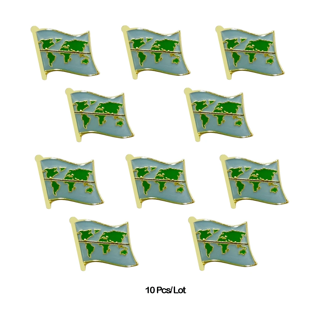10 قطعة حزمة-خريطة خط الاستواء المعادن العلم التلبيب دبابيس-شارة معدنية جمع دبابيس الهدايا