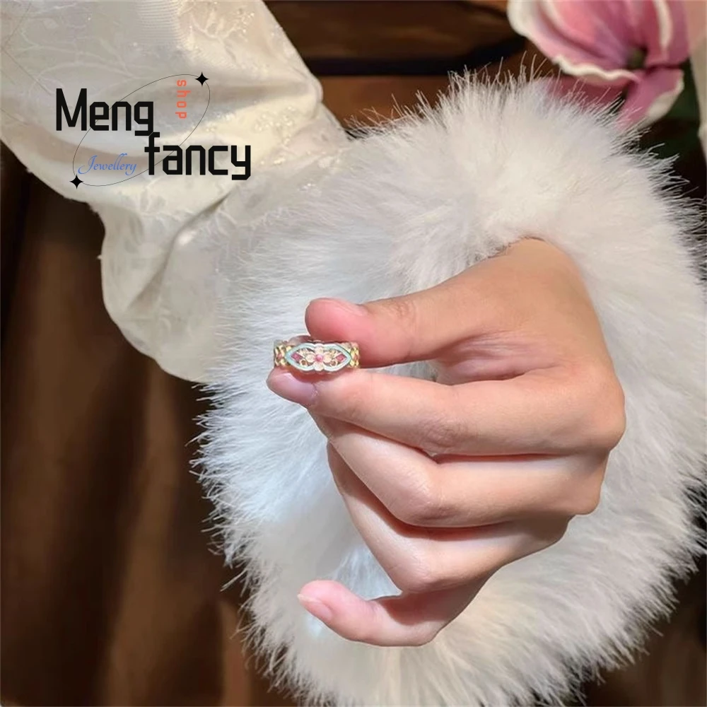 

New Chinese-Style Enamel Silver Ring And Retro Bracelet Exude Sense Of High-End Ancient Style Fashion Jewelry Exquisite Elegant