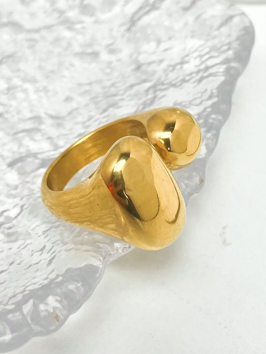 

Stainless Steel Geometric Open Finger Adjustable Double Head Ring For Women