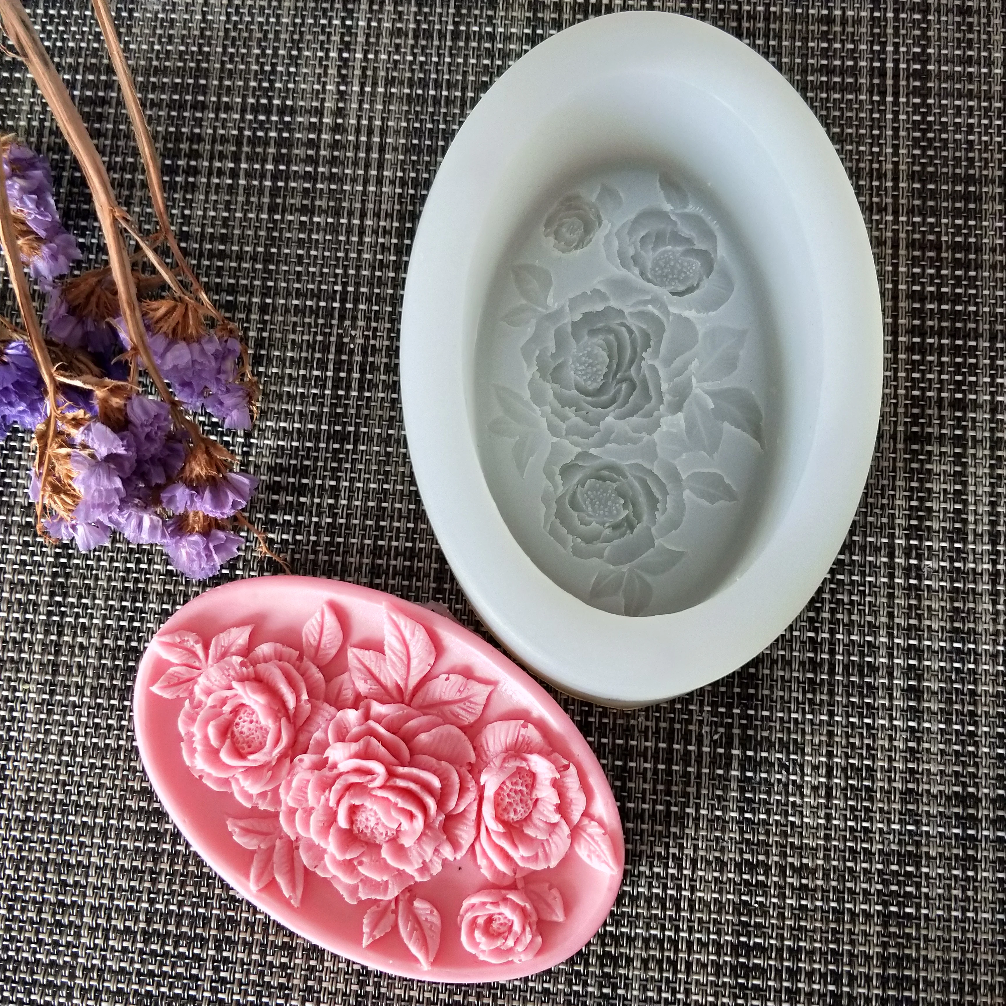 Mold Silicone Flower Soap Molds Gypsum Chocolate Candle Candy Mold HC0141 PRZY Oval Soap Rose Moulds Clay Resin Rubber