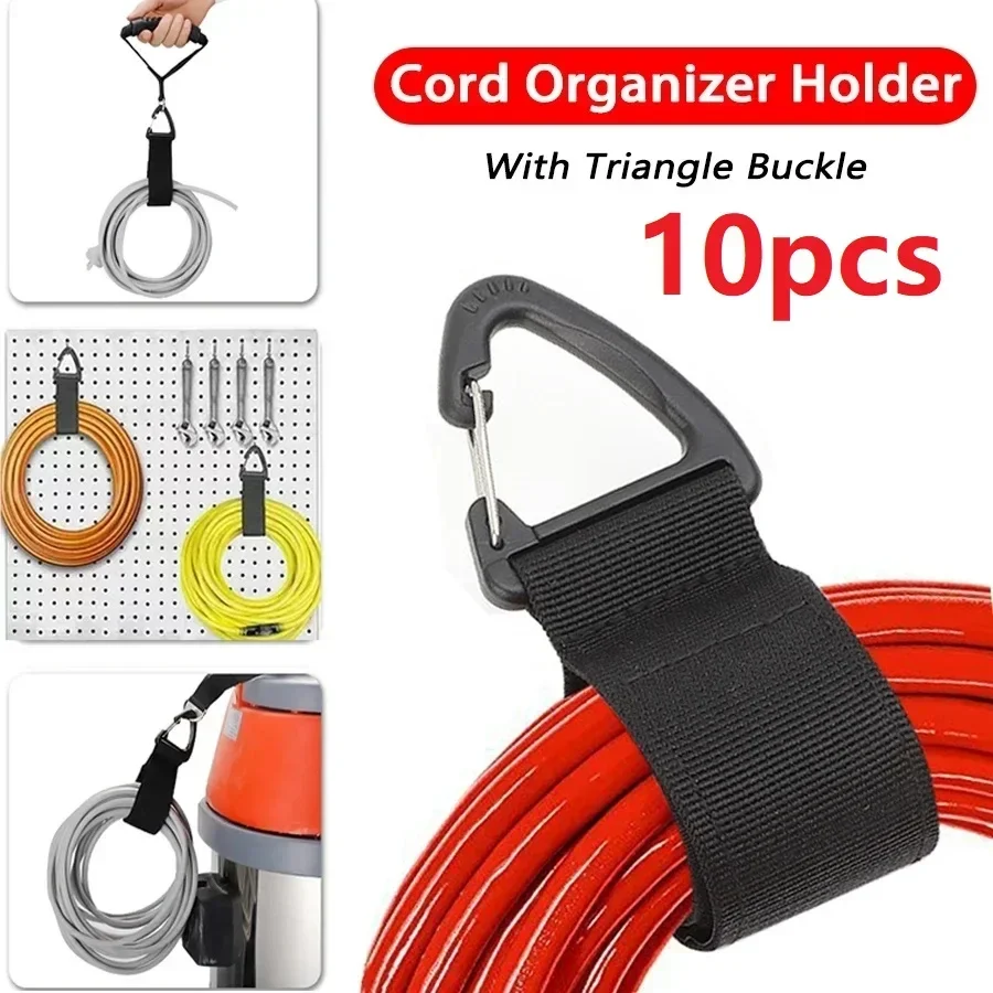 Car Cord Organizer Holder 10/5/1pcs Triangle Buckle Power Storager Wire Manager Nylon Heavy Storage Straps For Cables And Hoses