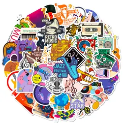 10/30/50PCS Colorful Music Festival Stickers Vinyl Record Guitar Headphone DIY Decor For Water Bottle Phone Laptop Luggage Gifts
