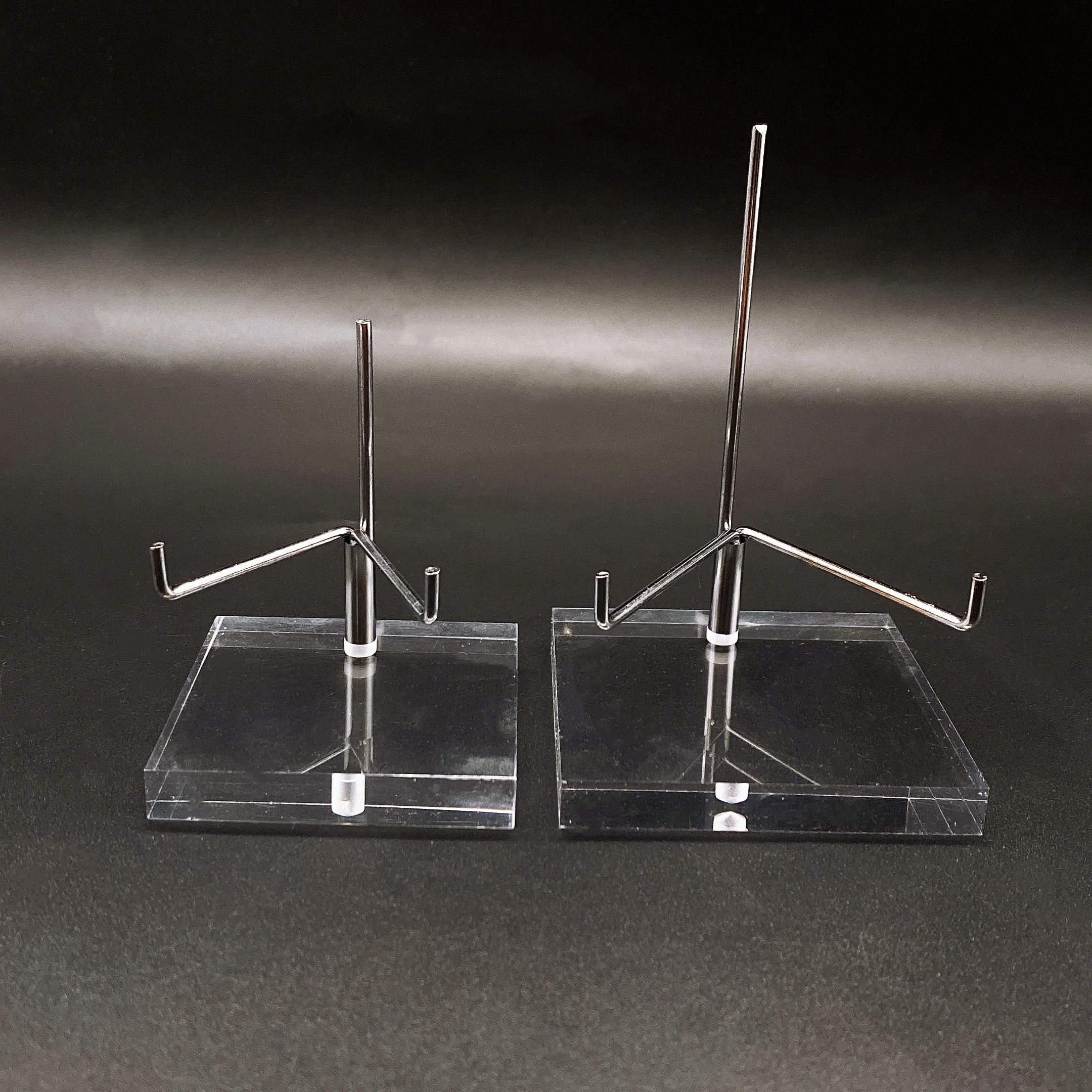 Adjustable Metal Display Stand with Clear Acrylic Base Crystal Rock Mineral Collectibles Holder Shelf for Shop Museum