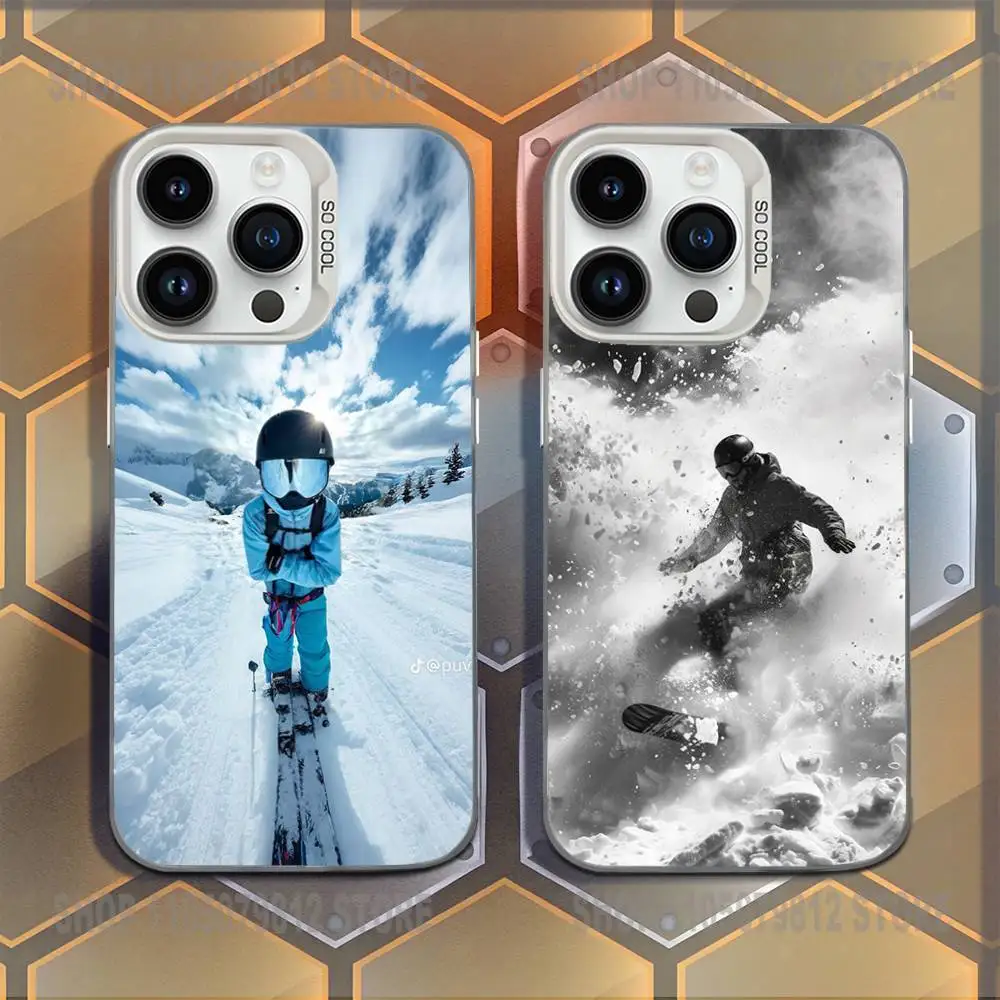 

INS Snowboarding Sport Passion Phone Case For iPhone 17,16,15,14,13,12,11,Mini,Pro,E,MAX White Candy Matte Shockproof Cover