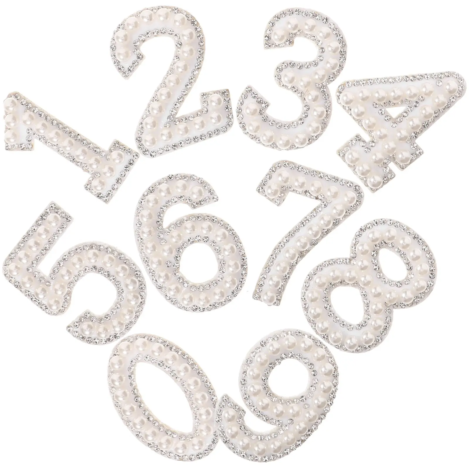 Stickers White 0-9 Number Patches DIY Waterproof Iron On Rhinestones Clothes Accessories Wear Resistant Hat