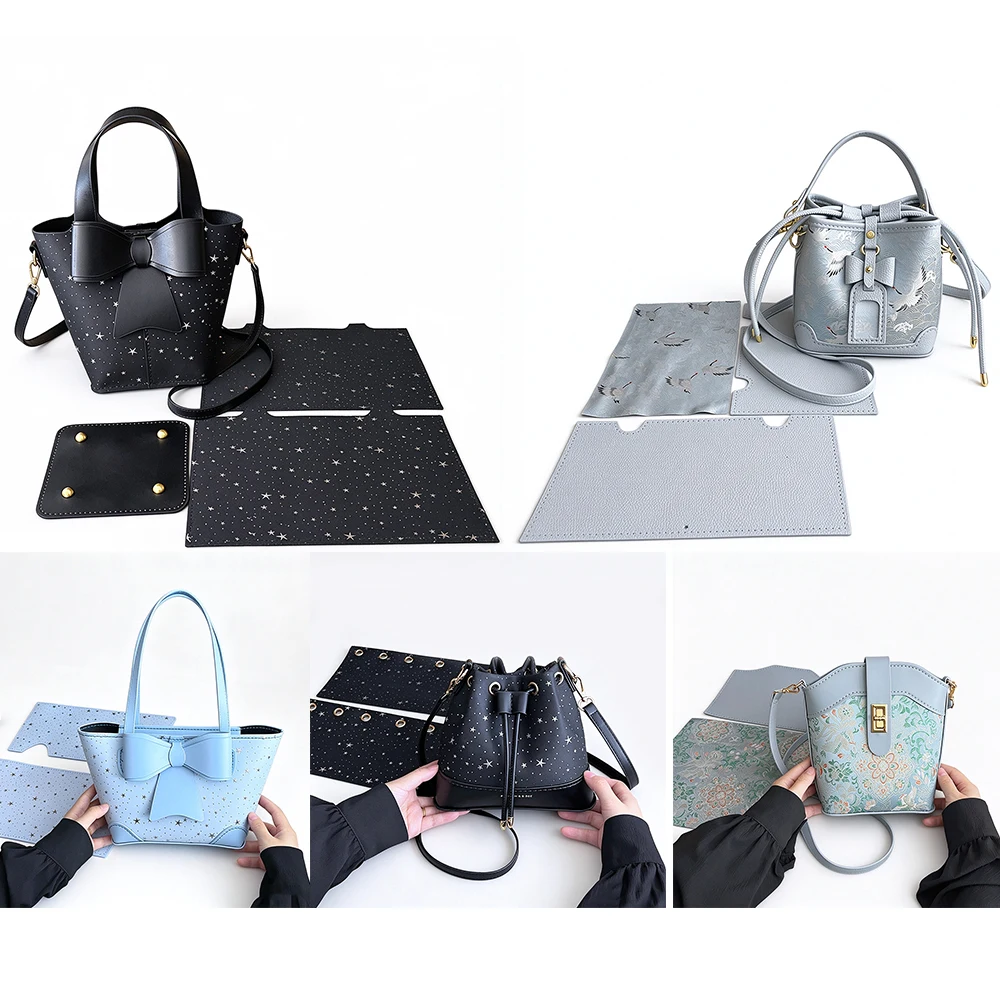 DIY Bag kit Making Hand Sewing PU Leather Tote Bag Handbag Cross-Body Leather Crafts Semi-finished Hand-sewn Material Set