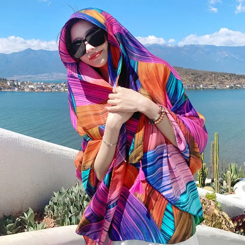 90x180cm Women Luxury Beach Shawl Print Breathable Bikini Shawl Travel Sun-Resistant Swimsuit Wrap