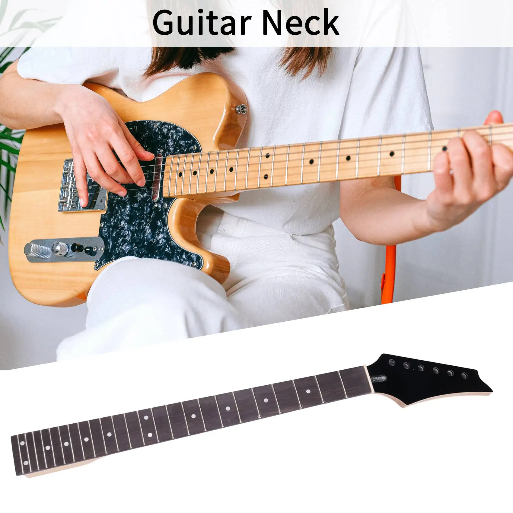 24 Frets New Replacement Maple Neck Rosewood Fretboard Fingerboard for Electric Guitar Black