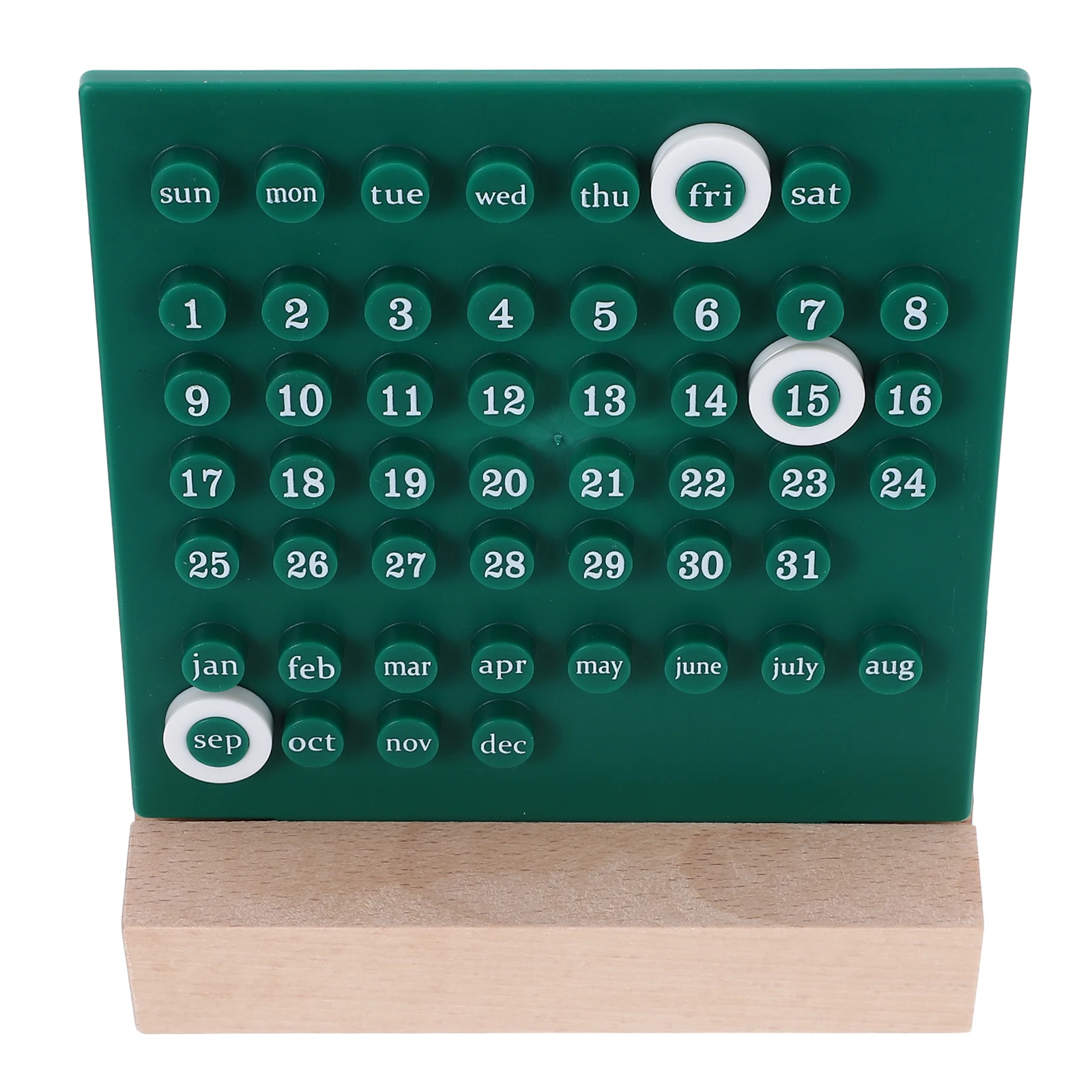 

Desktop Date Record Calendar Perpetual Small Office Supplies Green Wooden Decor Child