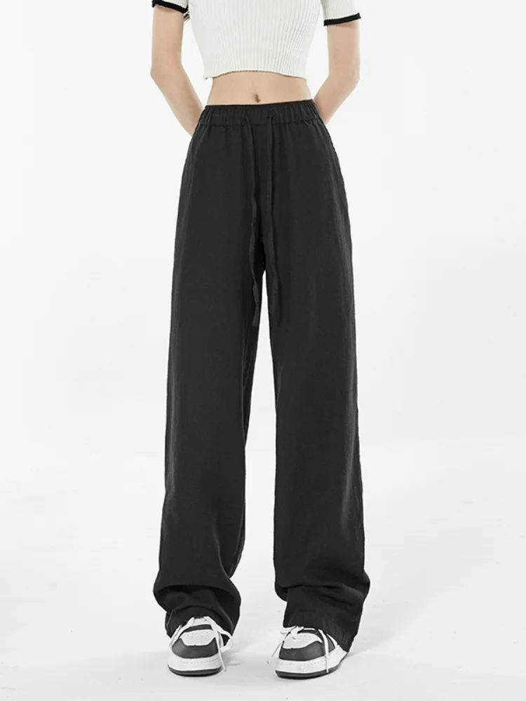 

Мужские летние тонкие брюки из хлопка и льна, шелковистые, струящиеся, прямого кроя, повседневные, модные, с охлаждающим эффектом