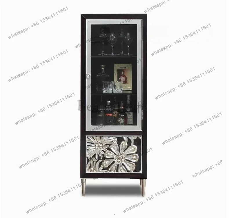 

yj32 Light luxury wine cabinet, living room against the wall, dining side cabinet, solid wood red wine cabinet