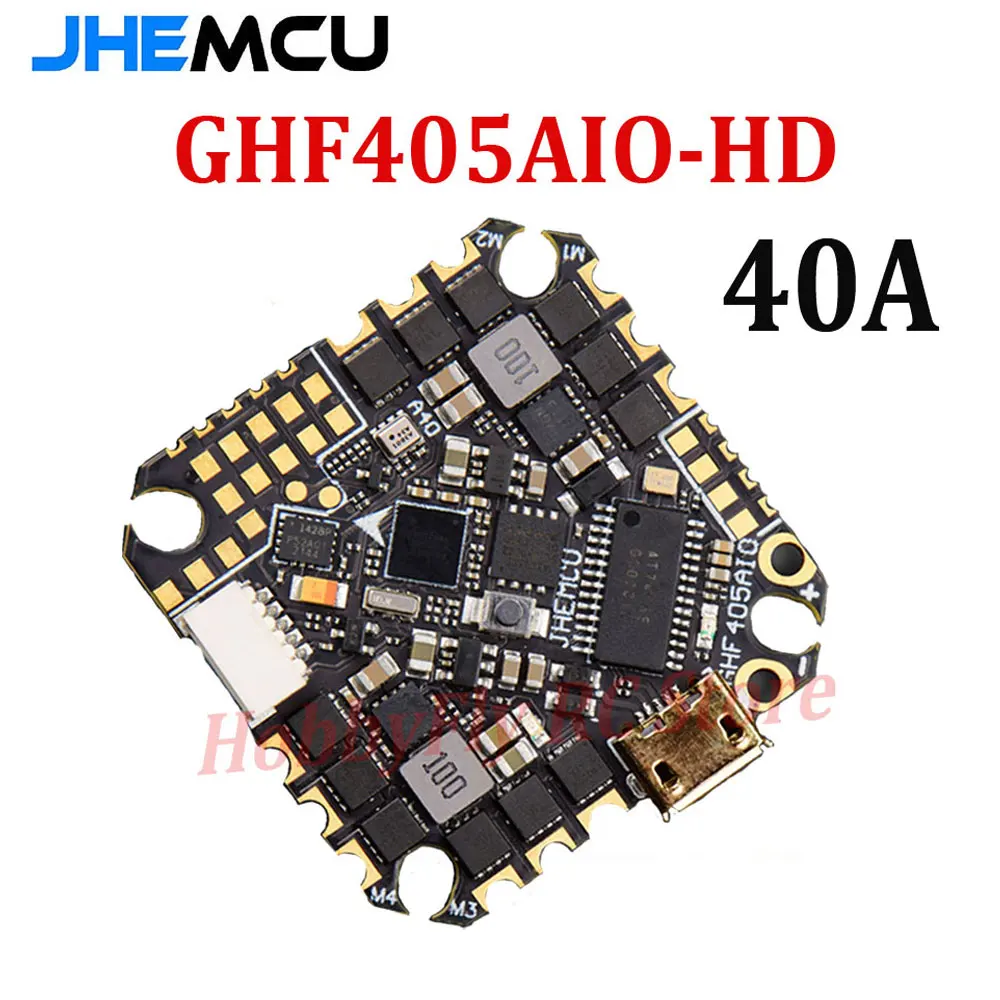 

JHEMCU GHF405AIO-HD Betaflight F405 OSD контроллер полета с 40A ESC PWM Dshot600 2-6S для зубочисток RC FPV Racing Drone