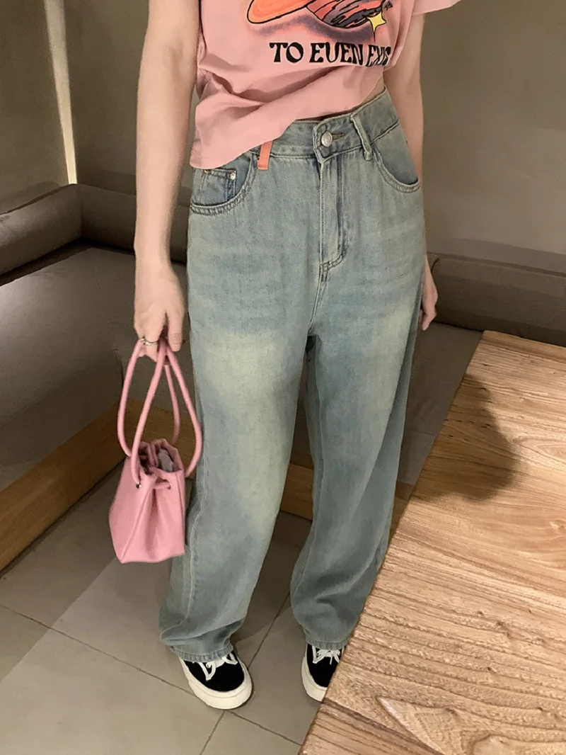 Summer Harajuku 2023 New Design Light Color Niche High Waist Drop Soft Jeans Y2k Fashion Korean Version Thin Straight Pant Women