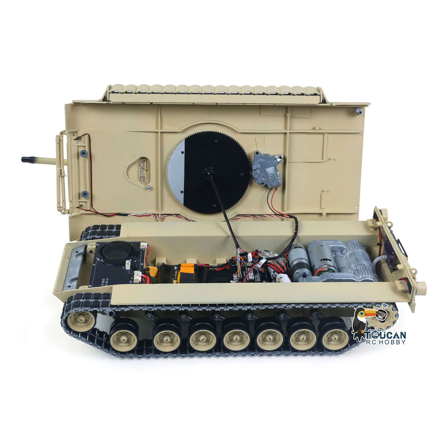 TOUCAN 1/16 Metal RC Tank 3918 Abrams M1A2 TUSK II Dual Flow Gearbox 360 Turret Rotary Infrared Combat Barrel Recoil FPV