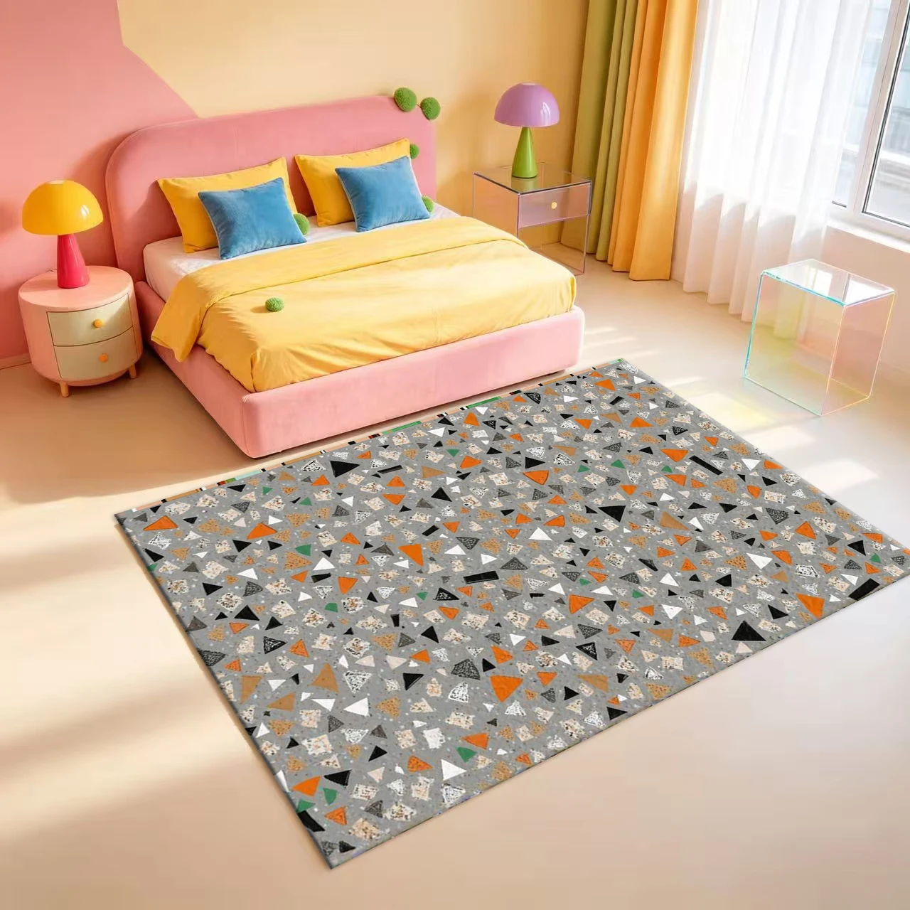Terrazzo Colorful Crushed Stone Texture Carpet Flooring Modern Abstract Art Area Rug For Home Indoor Floor Cover