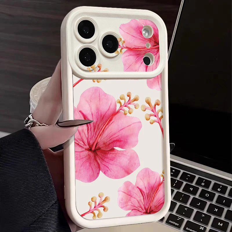 

Lily Hibiscus Flowers Print Soft Case For iPhone 17e 17 16 15 14 13 Pro Max 17 16 Pro 16e 11 TPU Silicone Shockproof Phone Cover