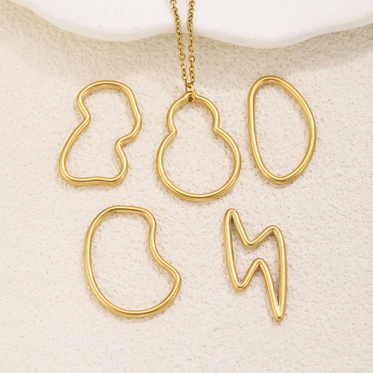 5pcs/lot Stainless Steel Gold Plated Connector Irregular Hollow Border Frame Charms Geometric Pendant Jewelry Making Accessories