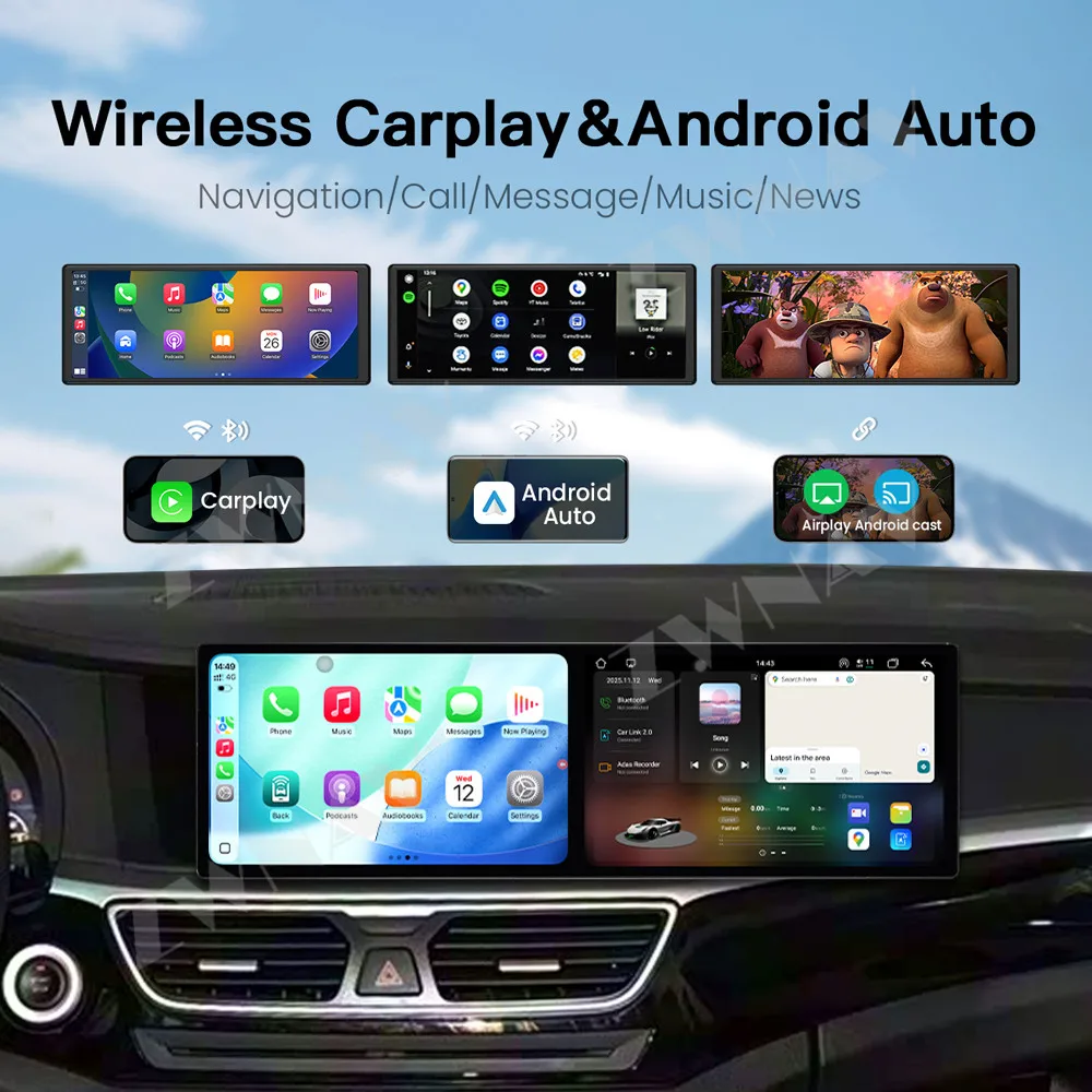 Carplay Car Radio Dual 10.1 Inch Touch Screen For Geely Borul 2015-2016 Android15 GPS Navigation Car Multimedia Player Head Unit