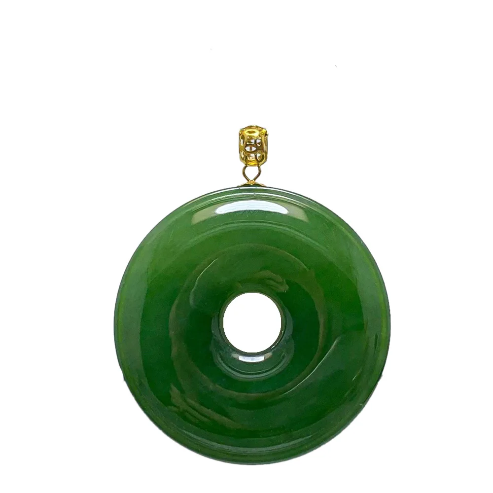 

SHILOVEM 18k Gold Green Jasper pendant New Birthday Christmas Gift Fashion Wholesale Women none necklace 25mm yzz2525000by