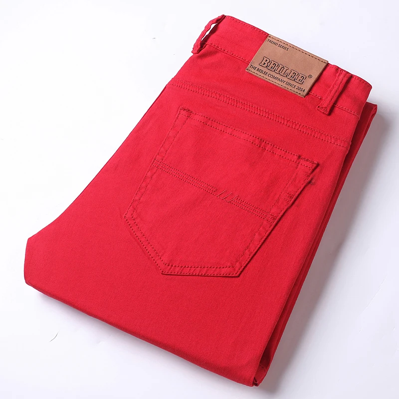 2024 New White Jeans Men\'s Trousers 98% Cotton Mid-waist Slim Pencil Pants Denim Pants Stretchy Fashion Personality Men Clothing