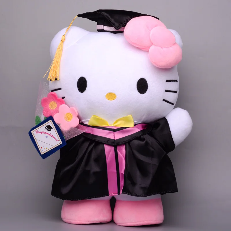 Sanrio Anime Plush 35cm Cinnamoroll My Melody Kuromi Hello Kitty Graduation Plushie Doll Kawaii Soft Stuffed Graduation Gifts