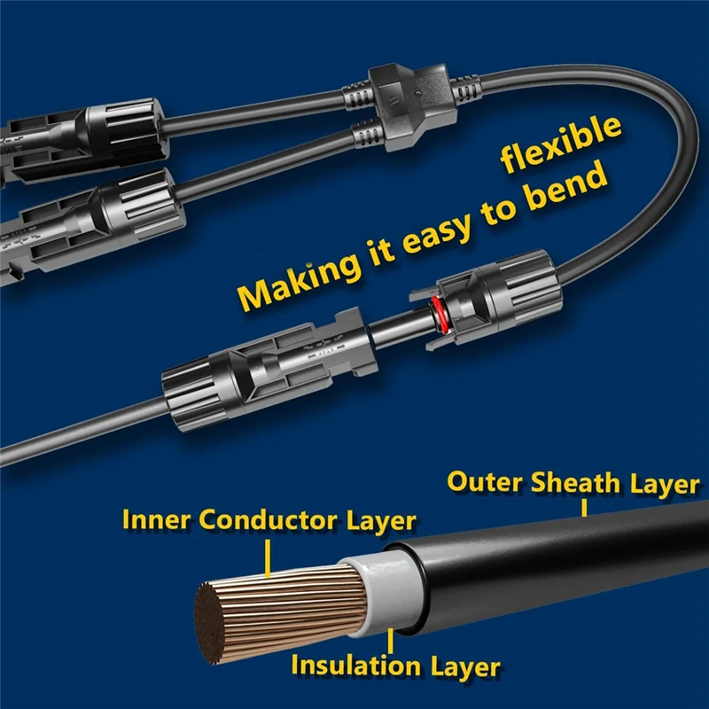 

LICE-2Pairs Y-Style Solar Connector DC 1000V For Parallel Connection Between Solar Panels Solar Cable Junction