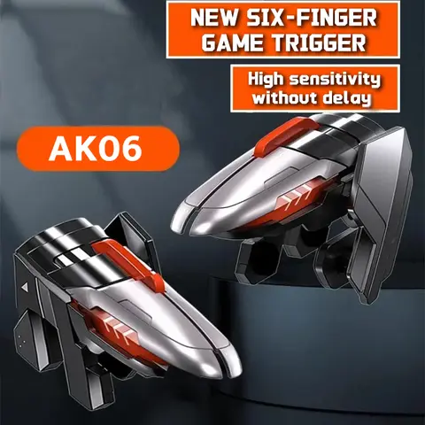 6 Finger Mobile Phone ABS Game Trigger AK06 for PUBG Aim  Shooting L1 R1 Alloy Key Button for IOS Android NEW Gamepad Controller